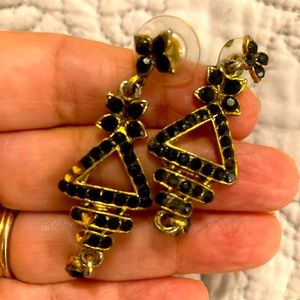 5/$25 Glam two inch pierced black dangle earrings